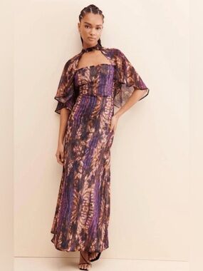 Laagam Renata Cape Maxi Dress Size Large